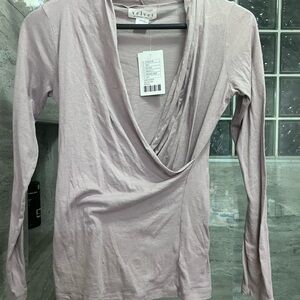 Anthropologie Graham & Spencer Meri Gauzy Whisper Classics Long Sleeve Wrap Tee